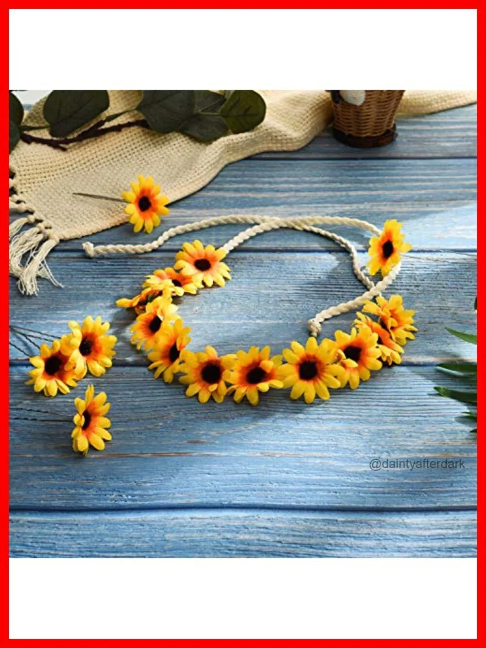 10 Pcs Sunflower Hair Accessories Set with Necklace Earrings Bracelet Ring